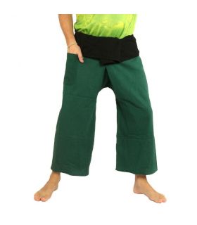 Pantalones Thai Wrap - bicolor - verde negro Fairtrade