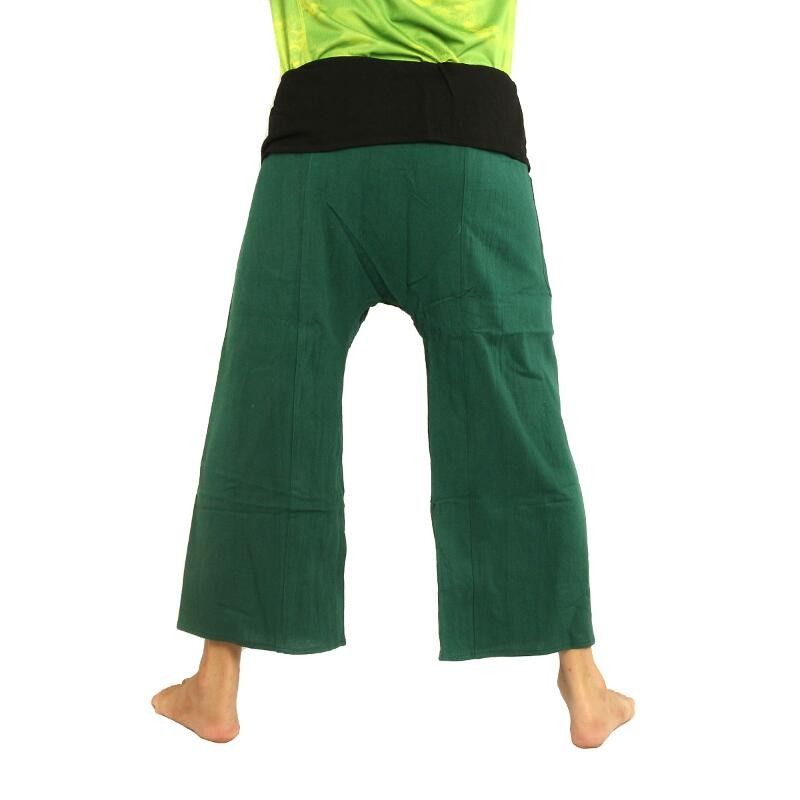 Pantalones Thai Wrap - bicolor - verde negro Fairtrade