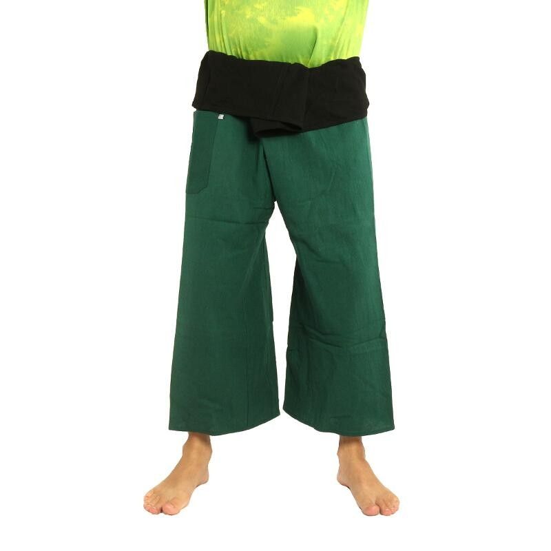 Pantalones Thai Wrap - bicolor - verde negro Fairtrade