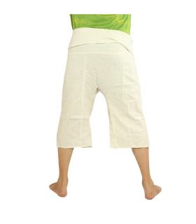 Pantalones cortos pescador tailandés de algodón grueso - sin teñir