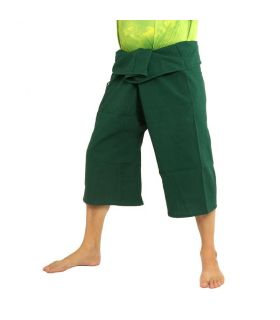 Court Pantalon pêcheur thaï en coton lourd - vert