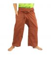 Pantalones de pescador tailandés - mezcla de algodón - rojo marrón