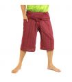 3/5 pantalones cortos de pescador tailandés - rojo oscuro - algodón