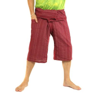 3/5 short Thai fisherman pants - dark red - cotton CTF15