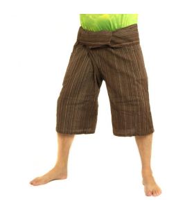 3/5 style thaïlandais pantalon de pêcheur - coton Brown-