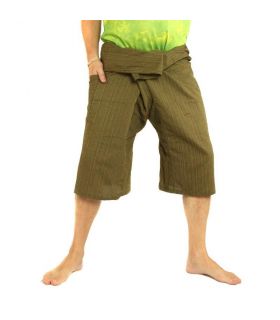 3/5 Thai Style Fisherman Trousers - green - cotton