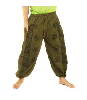 Om pantalon Goa imprimé floral vert olive