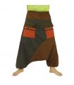 Aladinhose zweifarbig mit großen Taschen und Tunnelzug braun schwarz Baumwolle
