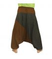 Aladinhose zweifarbig mit großen Taschen und Tunnelzug braun schwarz Baumwolle