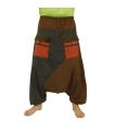Aladinhose zweifarbig mit großen Taschen und Tunnelzug braun schwarz Baumwolle