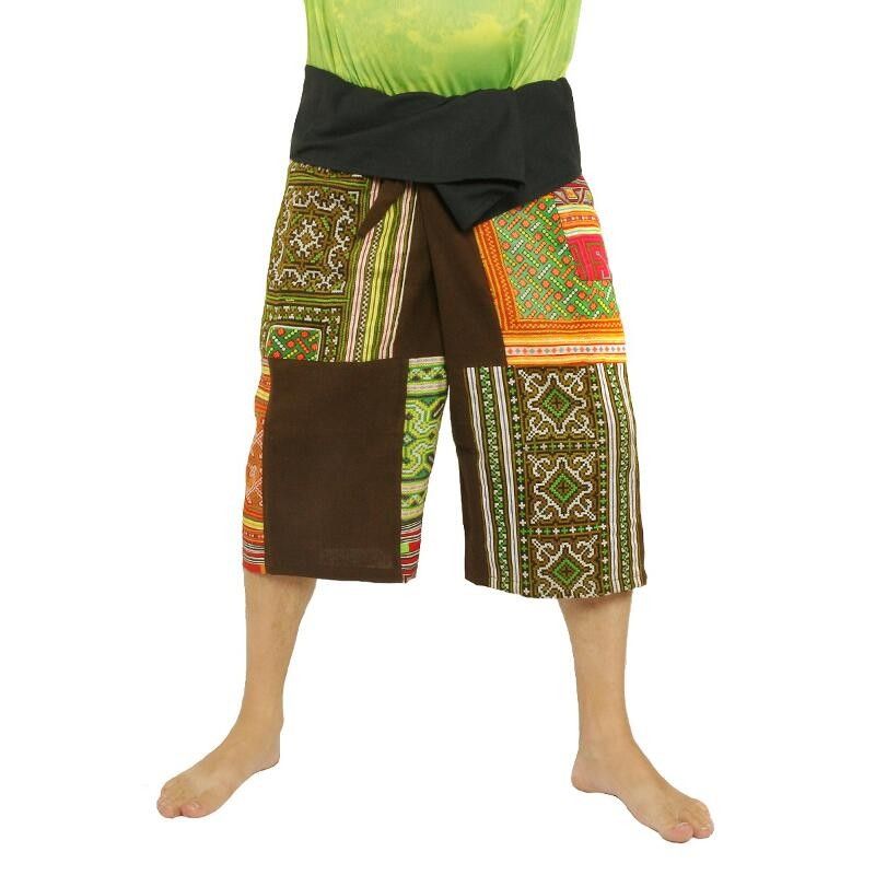 Thai Fischerman Patchwork Shorts braun
