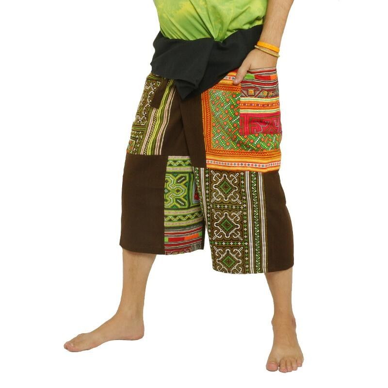 Thai Fischerman Patchwork Shorts braun