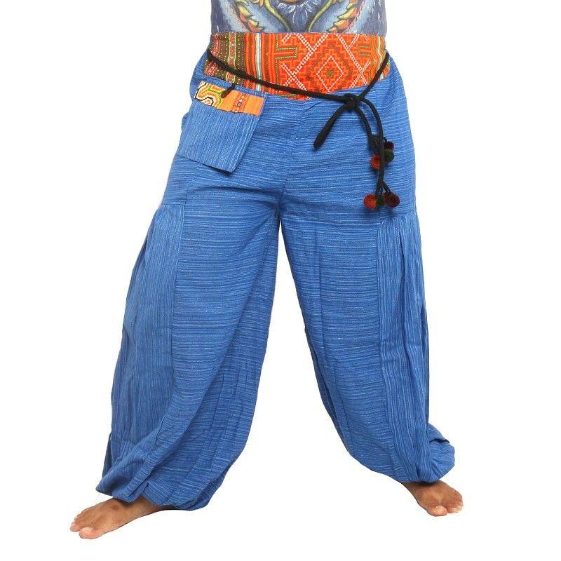 mélange de coton pantalon thaï - bleu