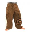 Harem pants for tying Spiral design in heavy cotton