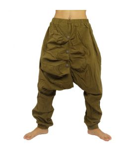 Aladinhose - grün mit Zierknöpfen