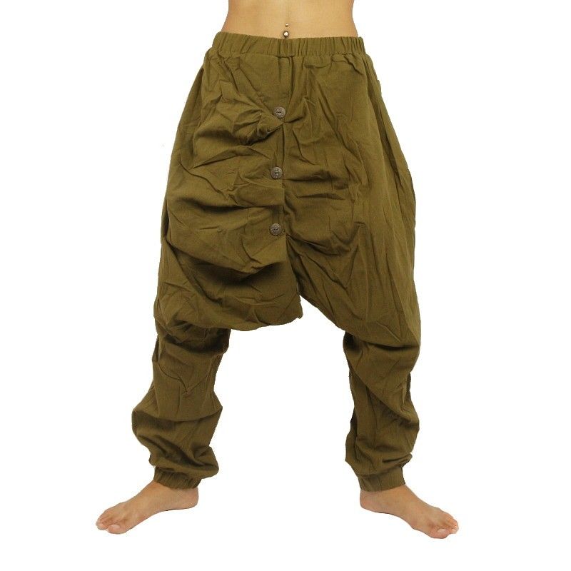 Baggy Pants - green with decorative buttons