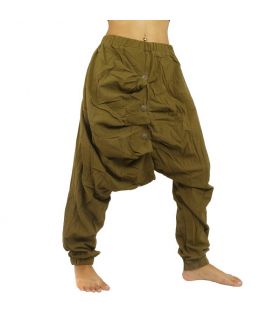 Aladinhose - grün mit Zierknöpfen
