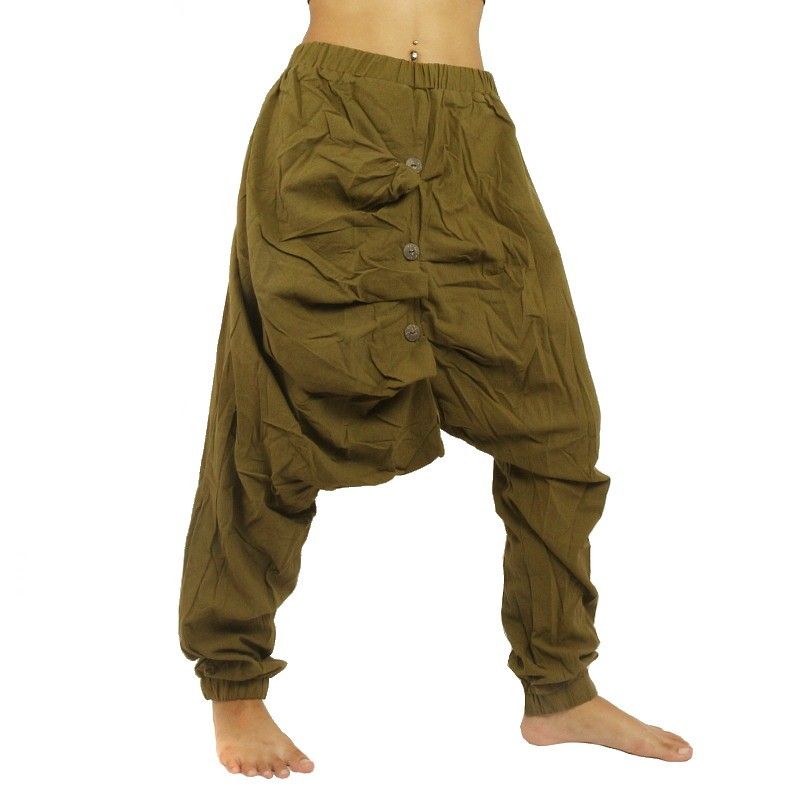 Baggy Pants - green with decorative buttons