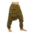 harem pants - green with decorative buttons