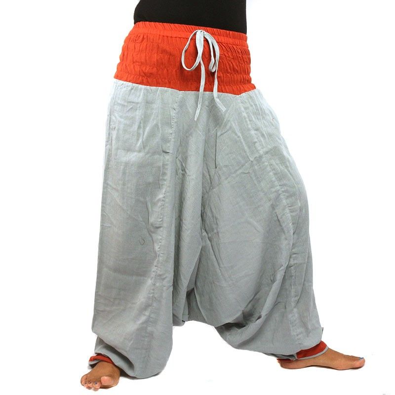 harem pants grey red