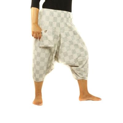 Aladinhose bedruckt schwarz Karo Muster