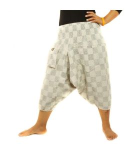 Aladinhose bedruckt schwarz Karo Muster