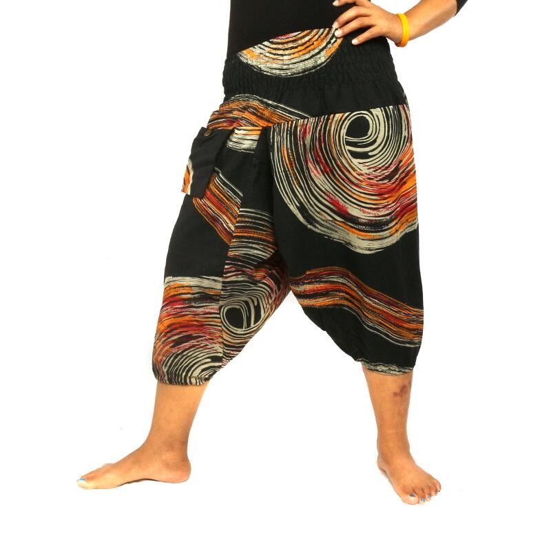 Aladinhose bedruckt schwarz Halbkreis Muster
