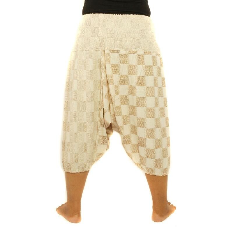 Aladinhose mit Karo Muster beige