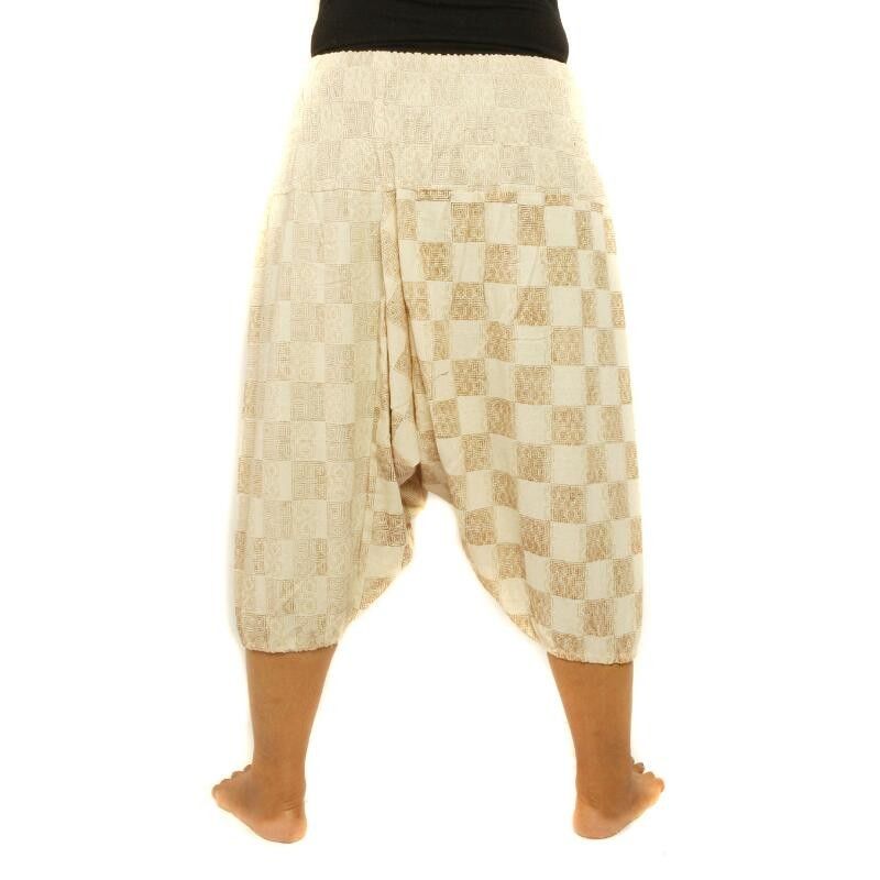 Bloomers with checked pattern beige