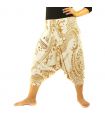 Aladinhose mit Blumen Muster beige