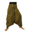 Haremshose Jumpsuit Viskose orientalisches Wellenmuster grün