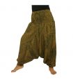 Haremshose Jumpsuit Viskose orientalisches Wellenmuster grün