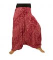 Harem pants jumpsuit viscose oriental wave pattern red