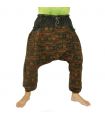 Thai Aladinhose Om Goa Muster bedruckt Baumwolle schwarz, braun, grün