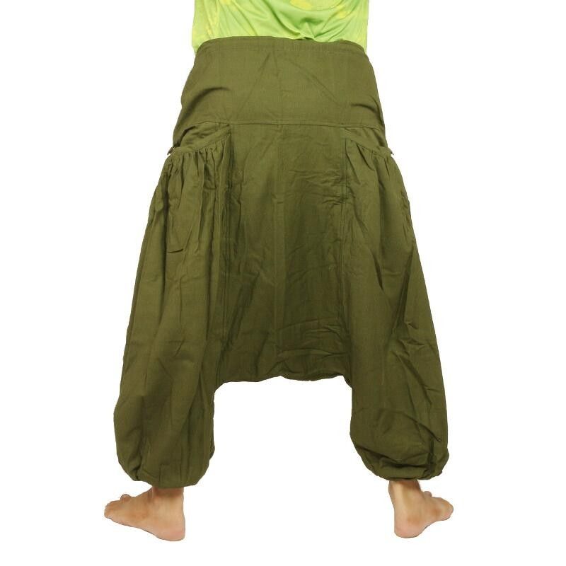 Aladdin pants with 2 deep side pockets, green