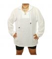 Thai hooded cotton shirt white size M