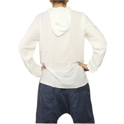 Thai hooded cotton shirt white size XXL