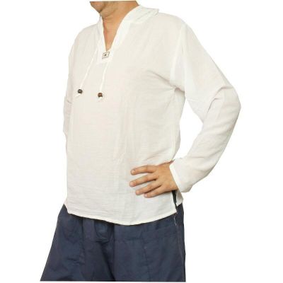 Thai hooded cotton shirt white size XXL