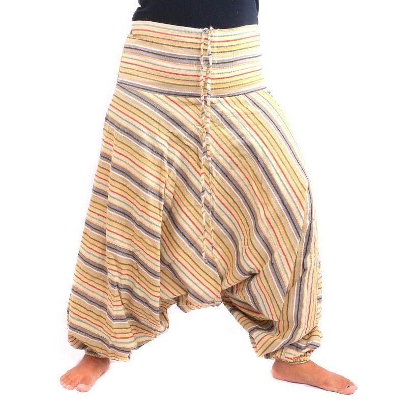 harem pants striped beige