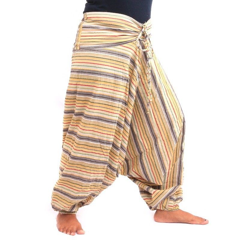 harem pants striped beige