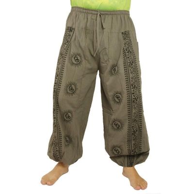 Om Goa Hose mit floralem Druck grau