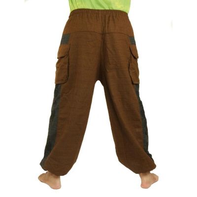 Haremshose   Cotton-Mix braun Om Dharma-Rad bedruckt