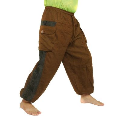 Haremshose   Cotton-Mix braun Om Dharma-Rad bedruckt