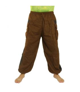 Harem pants cotton mix brown Om Dharma wheel printed