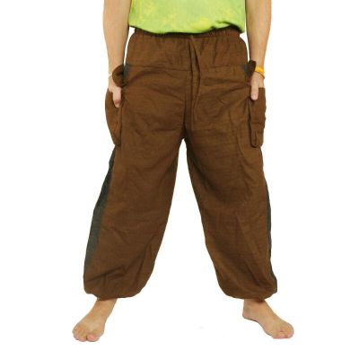 Harem pants cotton mix brown Om Dharma wheel printed