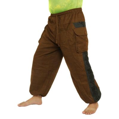 Haremshose   Cotton-Mix braun Om Dharma-Rad bedruckt