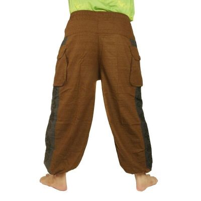 Haremshose   Cotton-Mix braun Om Dharma-Rad bedruckt