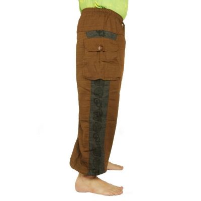 Haremshose   Cotton-Mix braun Om Dharma-Rad bedruckt