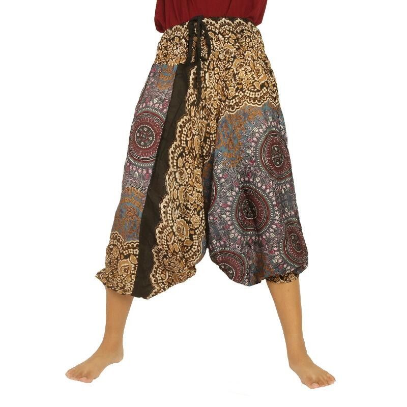 Floraisons viscose oriental marron imprimé