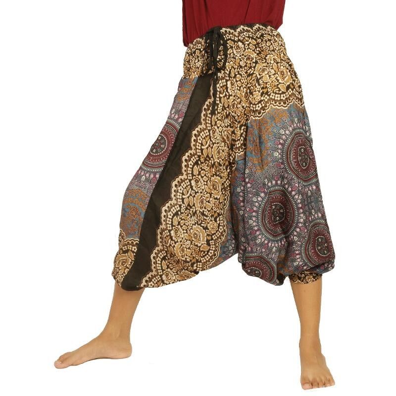 Floraisons viscose oriental marron imprimé